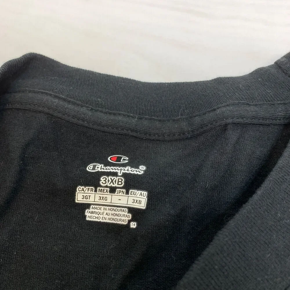 Champion Mens Cotton Casual Crew Neck Logo T-Shirt Black Size 3XB - Picture 4 of 5